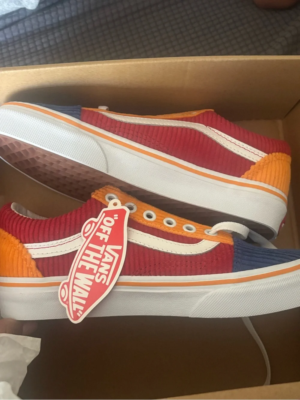 Vans Kids Corduroy Low Top Sneakers - Orange, Blue, Red